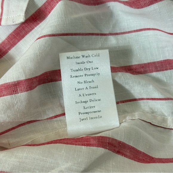 Frank & Eileen Women's Long Sleeve Shirt Size S Striped Red White 100% Linen - Picture 10 of 11